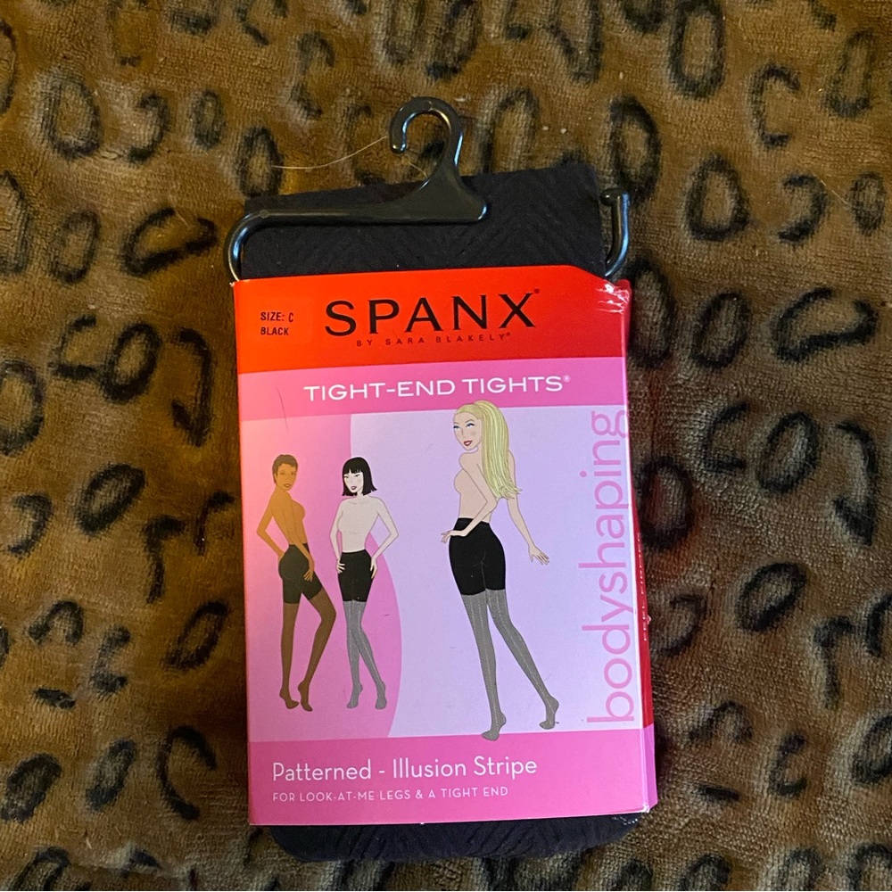 NWT Spanx Body-shaping Tights color black patterned: illusion stripe size C
